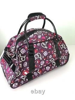 Betseyville Betsey Johnson Duffle Rolling Bag & Large Duffle Bag Bling Purple NW