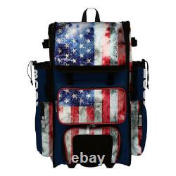 Boombah Superpack Hybrid Rolling Wheeled Baseball/Softball Bat Bag USA/Patriot