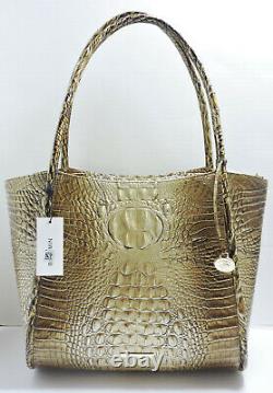 Brahmin Bailee Cappuccino Ombre Brown To Gold Croc Embossed Leather Shopper NWT