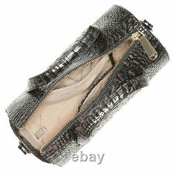 Brahmin Claire Dusk Black Silver Gold Speedy Roll Barrel Bag Croc Leather