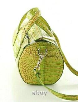 Brahmin Claire Tango Lime Yellow Speedy Roll Barrel Bag Croc Leather Ombre