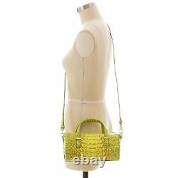 Brahmin Claire Tango Lime Yellow Speedy Roll Barrel Bag Croc Leather Ombre