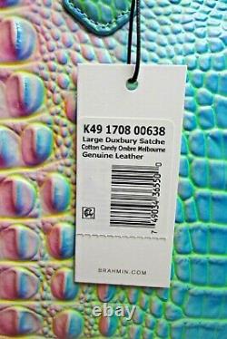 Brahmin Cotton Candy Ombre Large Duxbury Aqua Blue Pink Green Leather Handbag