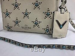 Brand New Valentino My Rockstud Rolling Star Studded Ivory Leather Bag $5045.00
