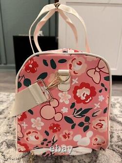Brand New withTags Mickey Minnie Mouse Bioworld Rolling Duffle Bag Pink Red Floral