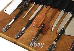 Buffalo Leather Knife Roll Storage Bag Travel-Friendly Chef Knife Case Roll