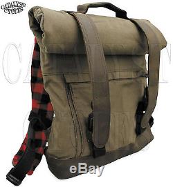 Burly Brand Voyager Backpack Waxed Canvas Motorcycle Bag Roll Top Pack B15-1020