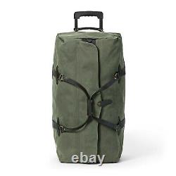 CC FILSON Large Rugged Twill Rolling Duffle Bag Bridal Leather Luggage USA Green