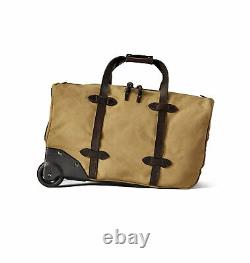 CC FILSON Small Rugged Twill Rolling Duffle Bag Bridal Leather Luggage USA Tan