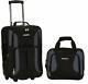 Carry On Luggage Set 2-Piece Rolling Suitcase Tote Bag Black Gray Medium 19-Inch