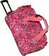 Carry On Size Rolling Duffel Bag 22 Inch Womens Pink Bandana Print Flight Flying