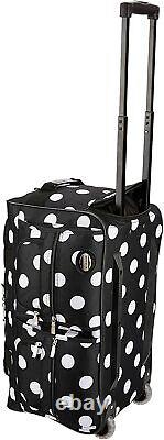 Carry On Travel Duffel Bag Mens Womens Black White Polka Dot Rolling Travel Sack