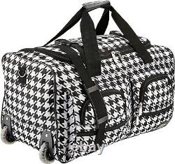 Carry On Travel Duffel Bag Rolling with Handle Black White Wheels Travel Sack