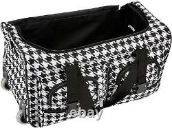 Carry On Travel Duffel Bag Rolling with Handle Black White Wheels Travel Sack