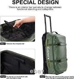 Carry On Traveling Duffel Bag 25 Inch Luggage Rolling Wheels Handle, Olive Green