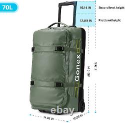 Carry On Traveling Duffel Bag 26 Inch Luggage Rolling with Wheels Handle, Green