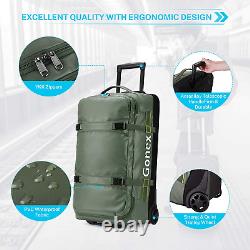 Carry On Traveling Duffel Bag 26 Inch Luggage Rolling with Wheels Handle, Green