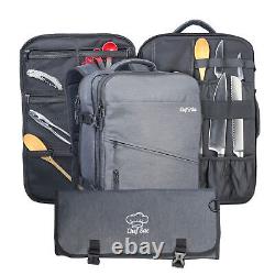 Chef Knife Backpack Set with Knife Roll Bag 40+ Pockets for Knives & Tools