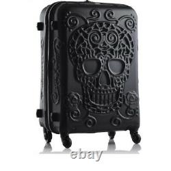 Creative 3D Skull Rolling Luggage Spinner 28inch Suitcase Wheels 20 inch Black C