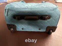 Delsey Paris Quilted Rolling Overnight Travel Bag Handle Wheels Teal