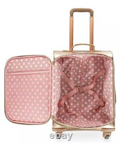 Disney Parks Loungefly Rose Gold Sequin Minnie Ear Rolling Luggage Suitcase Bag