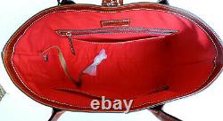 Dooney & Bourke Amelie Large Cognac Ostrich Embossed & Smooth Leather Tote NWT