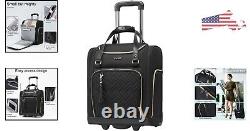 Durable Carry On Suitcase Softside Rolling Travel Bag Pockets Black