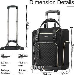 Durable Carry On Suitcase Softside Rolling Travel Bag Pockets Black