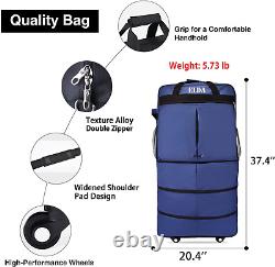 ELDA Expandable Foldable Luggage Suitcase Rolling Duffel Bag Travel navy blue