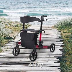 ELENKER Folding Rollator Walker Compact Rolling Walker with Seat and Bag Red USA