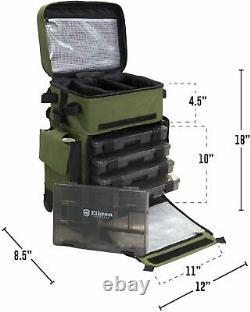 Elkton Rolling Fishing Tackle Box X-Large Waterproof Storage Bag Backpak