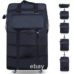 Expandable Collapsible Luggage Rolling Travel Bag Foldable Suitcases black