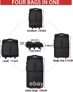 Expandable Foldable Luggage Suitcase Rolling Duffel Bag Travel Bag for Men Women