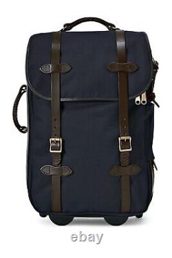 FILSON Rolling Carry-On Bag Navy Luggage Canvas Leather Medium -$625