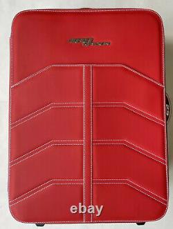 Ferrari 488 Spider Red Leather Stitched Suitcase Luggage Rolling Carry Bag $1400
