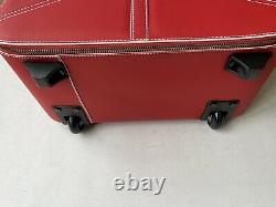 Ferrari 488 Spider Red Leather Stitched Suitcase Luggage Rolling Carry Bag $1400