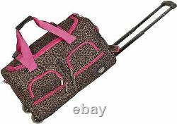 Flight Carry On Bag 22 Inches Flying Trip Luggage Leopard Print Rolling Handle
