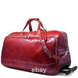Floto Italian Leather Milano Trolley Rolling Luggage Suitcase Travel Bag