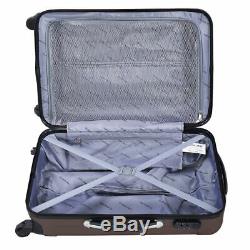 GLOBALWAY 3 Pcs Luggage Travel Set Bag ABS Trolley Suitcase Brown