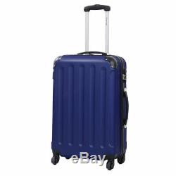 GLOBALWAY 3 Pcs Luggage Travel Set Bag ABS Trolley Suitcase Dark Blue