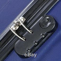 GLOBALWAY 3 Pcs Luggage Travel Set Bag ABS Trolley Suitcase Dark Blue
