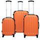 GLOBALWAY 3 Pcs Luggage Travel Set Bag ABS Trolley Suitcase Orange
