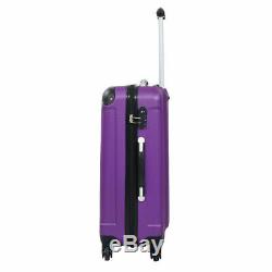 GLOBALWAY 3 Pcs Luggage Travel Set Bag ABS Trolley Suitcase Purple
