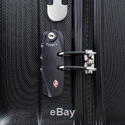 GLOBALWAY 3 Pcs Luggage Travel Set Bag ABS Trolley Suitcase withTSA Lock Black