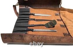 Genuine Buffalo Leather Knife Roll Set Chefs Knife Holder Bag