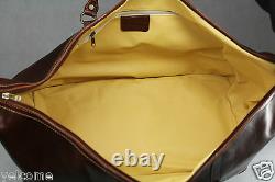 Genuine Italian Leather Duffle Weekend Travel Overnight Gym Bag Trolley Luggage