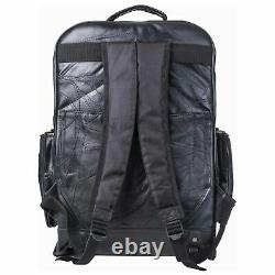 Genuine Leather Large Black Baggage Black Travel Bag Flight Luggage Rolling Pack