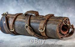 Hand Crafted Chef Artist knife roll Leather tools knife sheath leather sling bag