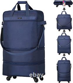 Hanke Expandable Rolling Travel Luggage Bag Suitcase Wheeled Duffel Bag Blue US