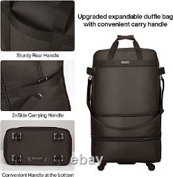 Hanke Expandable Rolling Travel Luggage Bag Suitcase Wheeled Duffel Bag Coffee